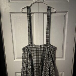 Boohoo Size 16 Overall Black & White Plaid Skirt